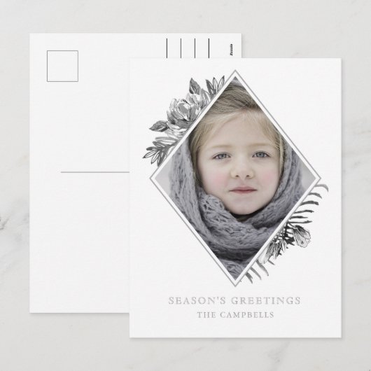 シルバーグレイ植物撮エレガント影 シーズンポストカード (正面/裏面)