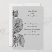 シルバーグレイ牡丹フローラ結婚式の日付を保存 招待状 (正面)