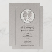シルバーグレイ王室のストーリーブックキング・クイーン結婚ズ 招待状 (正面/裏面)