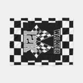 シルバーグレイ白黒旗市松模様に旗 フリースブランケット (正面(横))