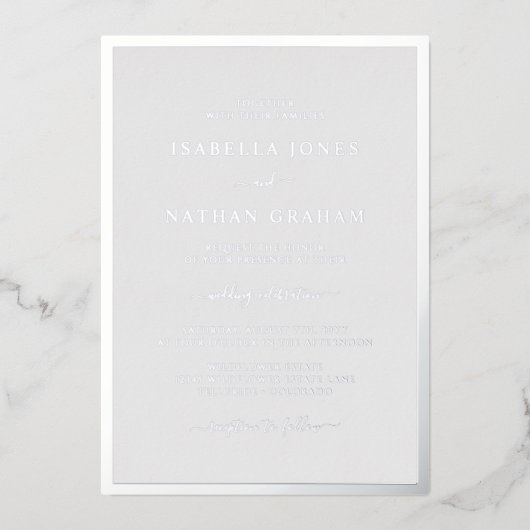 シルバーグレイ結婚ズ 箔招待状 (正面)