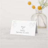 シルバーグレイ葉ボタニカルエレガントな結婚式 プレイスカード (裏面)