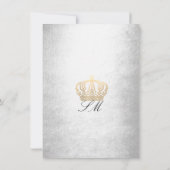シルバーグレイ金ゴールドクラウン王室のグリッターブライダルシャワー 招待状 (裏面)