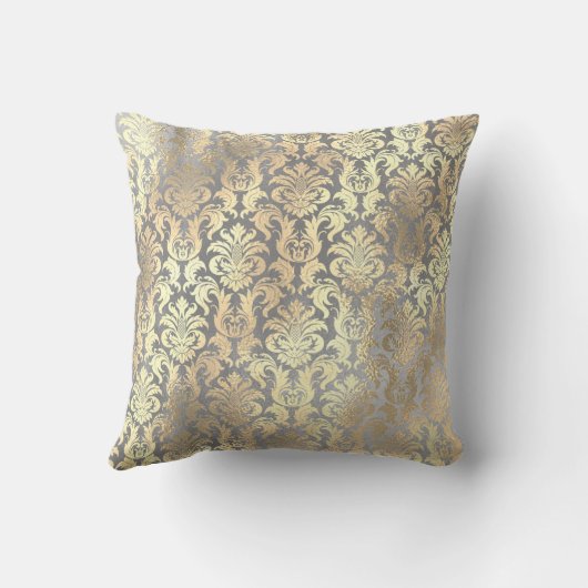 シルバーグレイ金ゴールドダマスクアントニエッタシャンパイニュ クッション (裏面)
