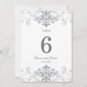 シルバーグレイ鉄工エレガントなウェディングテーブルナンバ 招待状 (正面)