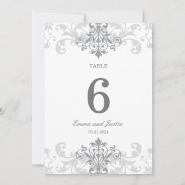 シルバーグレイ鉄工エレガントなウェディングテーブルナンバ 招待状