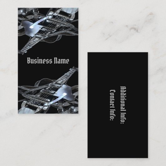 シルバーグレイ電気ギタービジネスカード2 名刺 (正面/裏面)