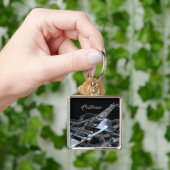 シルバーグレイ電気ギタープレミアムキーチェーン キーホルダー (手)