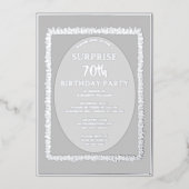 シルバーグレイ70カスタム番誕生日 箔招待状 (正面)