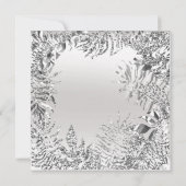 シルバーグレイ グリッタメタル トロピカルリーフ ホワイトフレーム 招待状 (裏面)