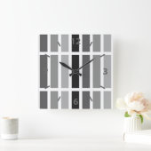 シルバーグレイ スクエア壁時計 (ホーム)