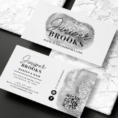 シルバーグレイ ソーシャルメディア QRコード グリッター 名刺