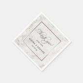 シルバーグレイ&ダスティピンクパーム葉結婚ズ スタンダードカクテルナプキン (角)