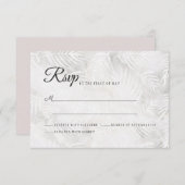 シルバーグレイ&ダスティピンクパーム葉結婚ズ 出欠カード (正面/裏面)