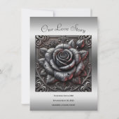 シルバーグレイ&ブラックバラエレガントゴシック婚約 招待状 (裏面)