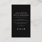 シルバーグレイ&ブラックパーソナルトレーナーソーシャルメディア 名刺 (裏面)