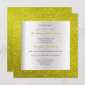 シルバーグレイ ミニマル 誕生日 イエロー レモン グリッター 招待状 (正面/裏面)