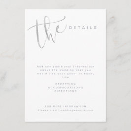 シルバーグレイ モダン シンプル スクリプト ウェディング 詳細 エンクロージャーカード