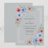 シルバーグレイ ラミナス 冬の結婚式 招待状 (正面/裏面)