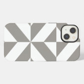 シルバーグレイ 幾何学 アールデコ iPhoneケース (裏面横)