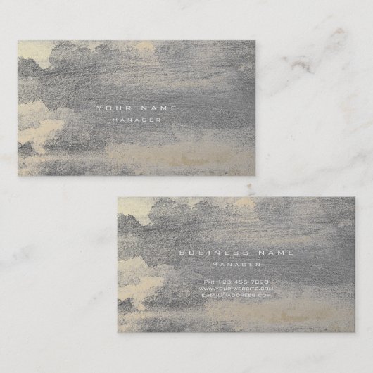 シルバーグレンジセピア金ゴールドセメントウォールグレーミニマル 名刺 (正面/裏面)