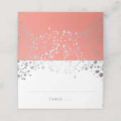 シルバーグレーとコーラルピンクの赤ちゃんの息エレガント プレイスカード (外部開封)