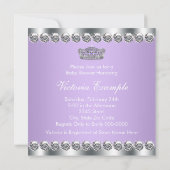 シルバーグレーとパープルのベビーシャワー 招待状 (裏面)