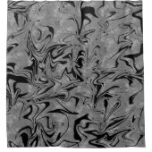 シルバーグレーとブラックエレガントグラムマーブルスワール シャワーカーテン (正面)