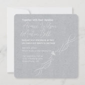 シルバーグレーとホワイトのミニマルウェディング 招待状 (正面)