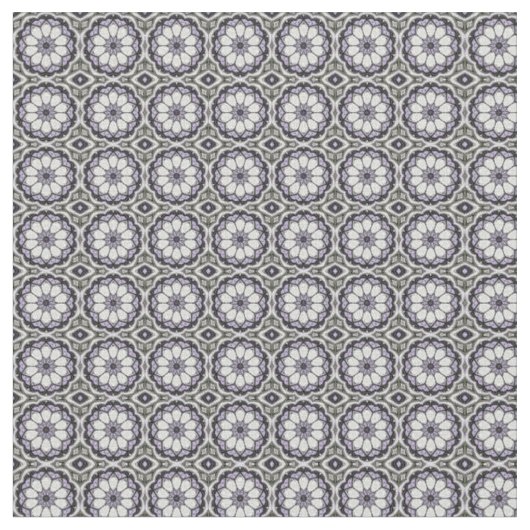 シルバーグレーとライラックの花柄 ファブリック (クローズアップ)