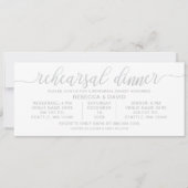 シルバーグレーと白の書道リハーサルディナー 招待状 (正面)