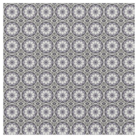 シルバーグレーと薄紫の花柄 ファブリック (クローズアップ)