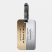 シルバーグレーと銅のブラシ仕上げメタル荷物タグ ラゲッジタグ (裏面縦)