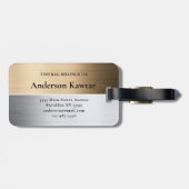 シルバーグレーと銅のブラシ仕上げメタル荷物タグ ラゲッジタグ (裏面横)