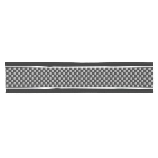 シルバーグレーと黒の幾何学模様の短いタブ ショートテーブルランナー (横)