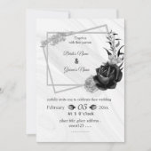 シルバーグレーと黒の植物幾何学結婚の 招待状 (正面)