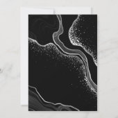 シルバーグレーと黒の花の幾何学誕生日 招待状 (裏面)