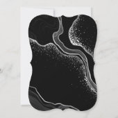 シルバーグレーと黒の花の植物性結婚の 招待状 (裏面)