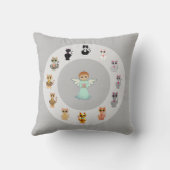 シルバーグレーのかわいい天使と猫のキャラクター クッション (裏面)