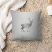 シルバーグレーのグラデーションのトナカイのシルエット クッション (ブランケット)