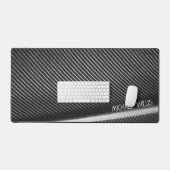 シルバーグレーのフェザーテクスチャライン名前をカスタムする デスクマット (キーボード&マウス)