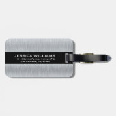 シルバーグレーのブラシ仕上げアルミニウムのテクスチャ ラゲッジタグ (裏面横)