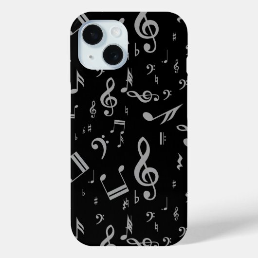 シルバーグレーの楽譜オンブラック Case-Mate iPhoneケース (裏面)