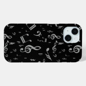 シルバーグレーの楽譜オンブラック Case-Mate iPhoneケース (裏面 (横))