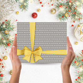 シルバーグレーの繰り返し名パターンクリスマスプレゼント ラッピングペーパーシート