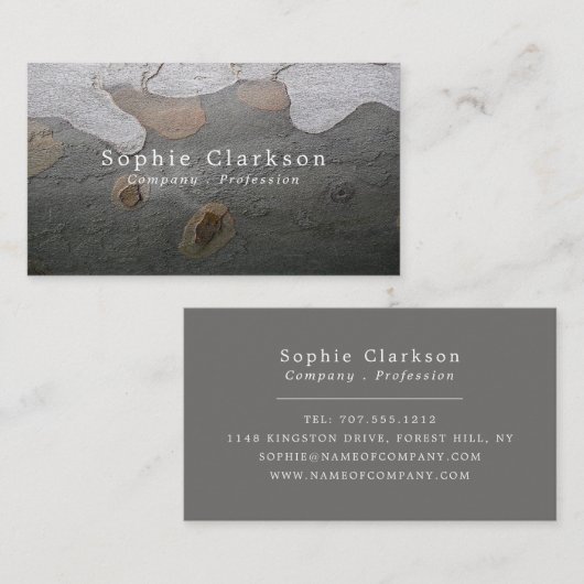 シルバーグレーの肌荒れた木素朴効果 名刺 (正面/裏面)