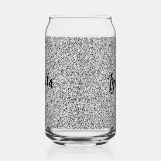 シルバーグレーの輝きガーリーきらきら光る名前をカスタムする ガラス缶 (左)