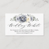 シルバーグレーアイボリーフローラウィンターウェディングサイト エンクロージャーカード (正面)