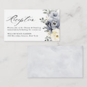 シルバーグレーアイボリーフローラウィンターウェディング披露宴 エンクロージャーカード (正面/裏面)