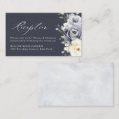 シルバーグレーアイボリーフローラウィンターウェディング披露宴 エンクロージャーカード (正面/裏面)